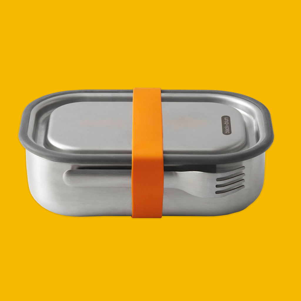 Black+Blum Large Stainless Steel Lunch Box with Orange Strap