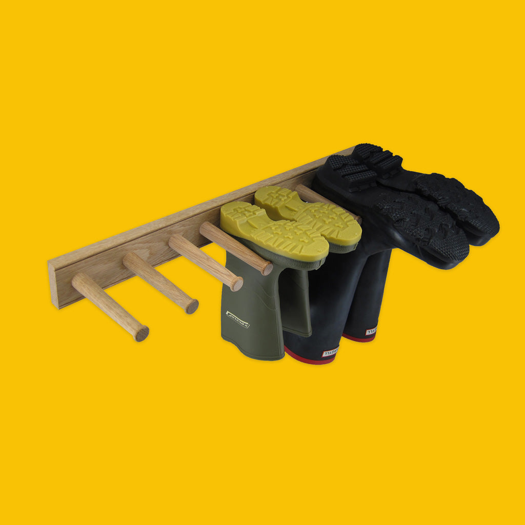 Natural Oak Wellington Boot Rack by Creamore Mill