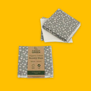 A Slice of Green Organic Cotton Reusable Wipes in Meadow Grey
