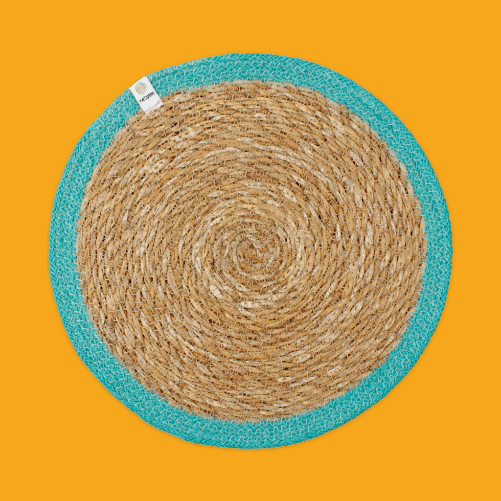 Seagrass & Jute Tablemat in Turquoise