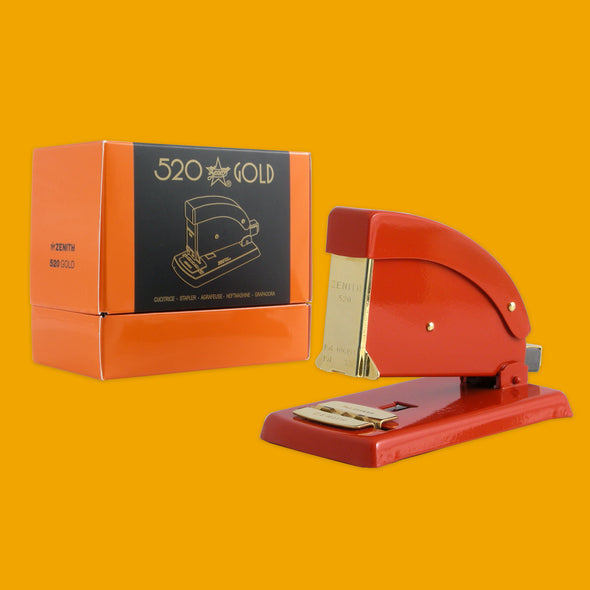 ZENITH 530 Gold Desk Stapler in Red Packaging
