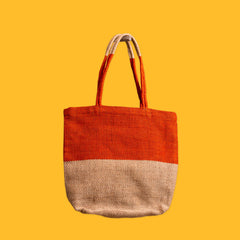 Turtle Bags Block Design Jute Bag in Paprika